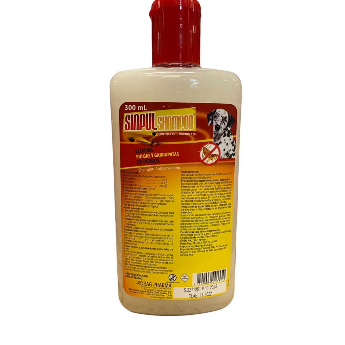 DRAG PHARMA - Shampoo Anti Pulgas y Garrapatas para perros Sinpul