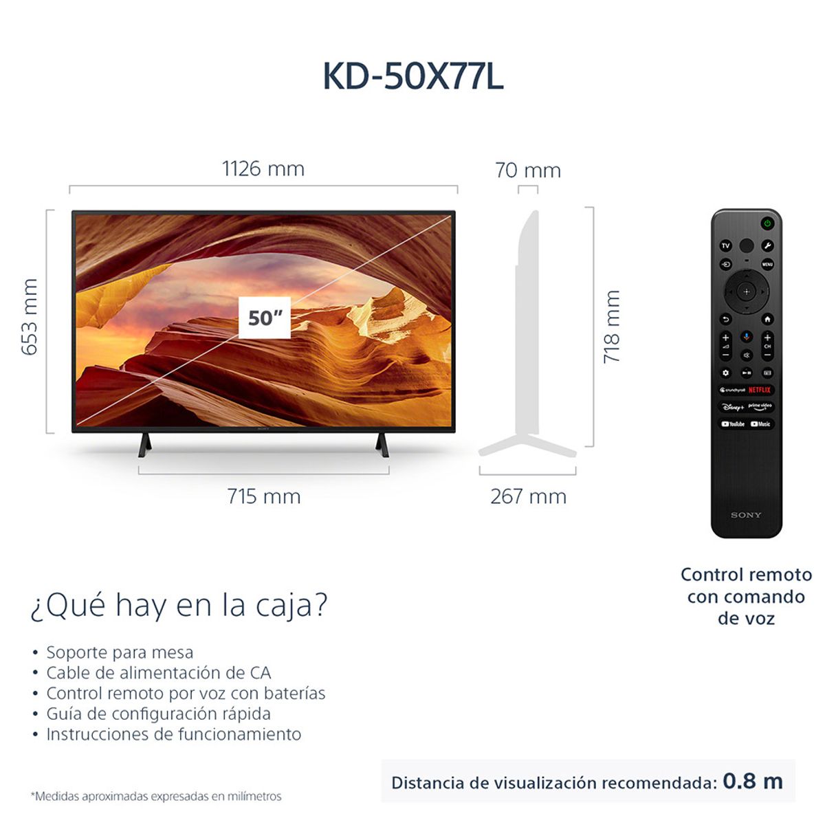 SONY - LED Smart TV 4K HDR Google KD-50X77L
