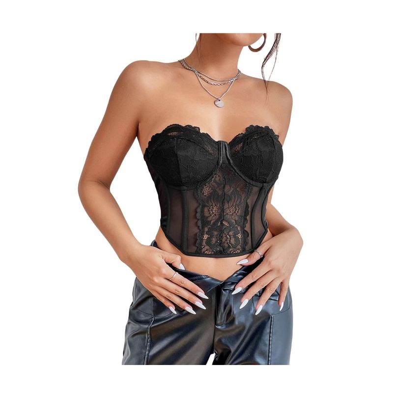 GARSIL - Crop Top Para Mujer - Peto Con Diseño Y Encaje