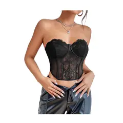GARSIL - Crop Top Para Mujer - Peto Con Diseño Y Encaje