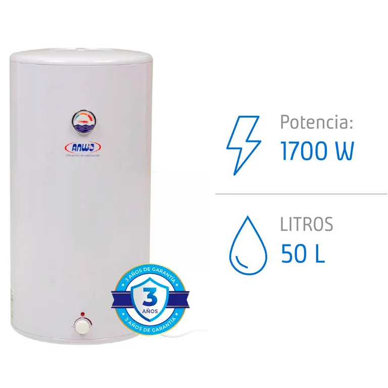Termo Electrico 50 Litros de Muro Ducha 1700 Watts VAN50LTS