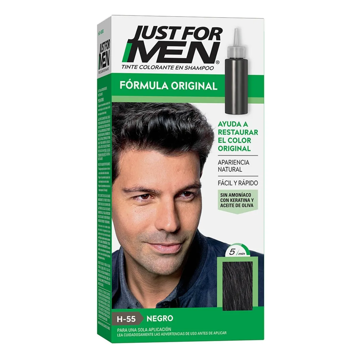 COSMETICAVAL - Shampoo Elimina Canas En 5 Minutos Just For Men 6 Semanas.