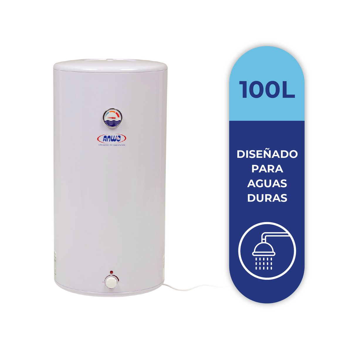 ANWO - Termo Eléctrico 100 Litros Anwo 1700 Watts de Muro Ducha VAN100LTS