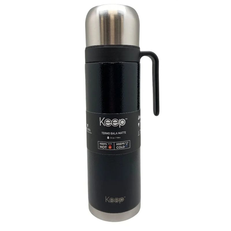 KEEP - KEEP TERMO BALA MATE 1 LT CON PUNTA DOSIFICADORA COLOR NEGRO