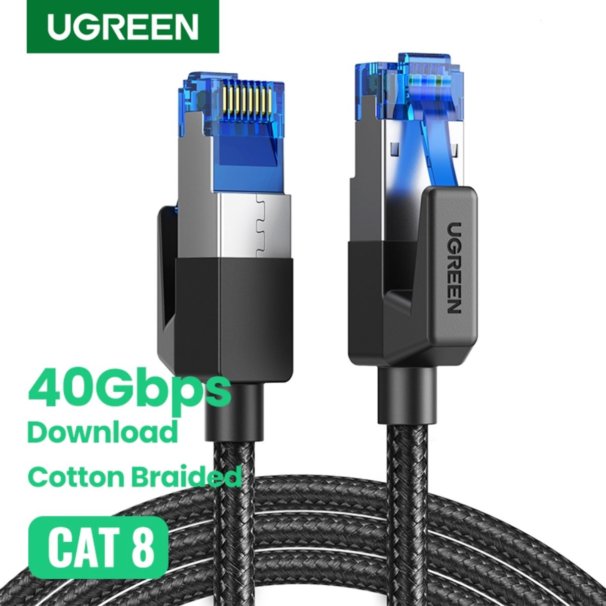 UGREEN - Cable De Red 1m Cat8 FFtp 40gbps Trenzado Negro Ugreen Nw153
