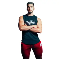 POWERSPORT - POLERA SIN MANGA TANK GYM PWS GARRA NEGRA