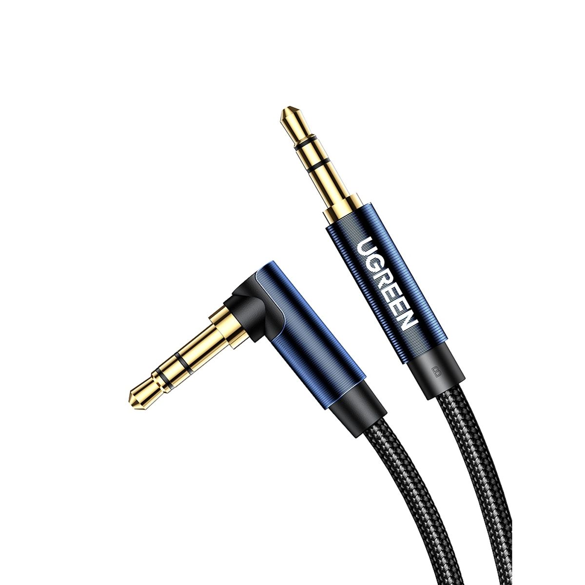 UGREEN - Cable Audio Auxiliar Curvo Jack 3.5mm M/M Trenzado 1m Azul Oscuro Ugreen Av112