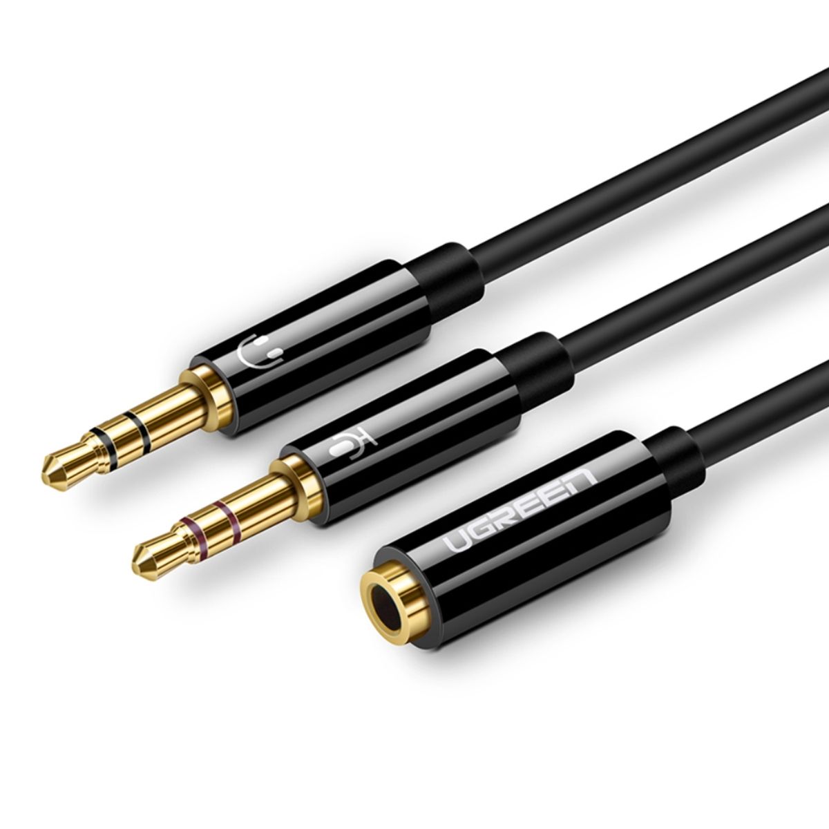 UGREEN - Cable De Audio Splitter H/2m Estereo Jack 3.5mm/2jack 3.5mm 20cm Negro Trenzado Ugreen Av140