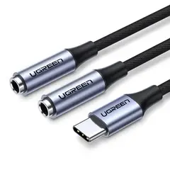 UGREEN - Cable Splitter Audio Estereo Usb-C2jack 35mm MH 20cm Negro