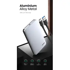 UGREEN - Cofre para Disco Duro USB-C a USB-A, 2.5 pulgadas, Lectura 6TB Máx, Aluminio CM300