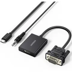 UGREEN - Convertidor VGA a HDMI 1080P@60Hz con Puerto Jack 3.5mm Negro CM513