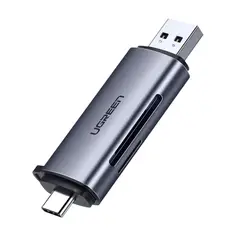 UGREEN - Lector 2en1 Multi-Tarjeta De Memoria Usb-C 3.1 (Sd/Microsd) Aluminio Silver Cm184