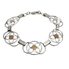 JOYAS MYTOKE - Pulsera Flores Plata Nacional Oro 18kilates A Mano Rustica