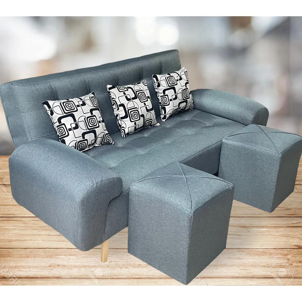 GENERICO - MARAVILLA SOFA CAMA MAS PUFF Y COJINES