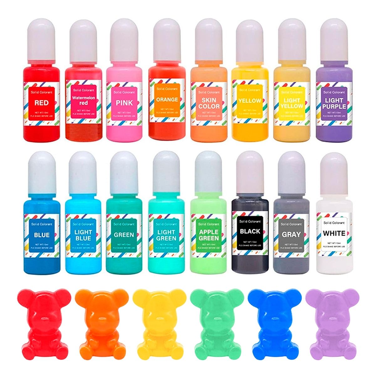 GENERICO - 16 Pigmentos Para Resina Epóxica Colores Sólidos 10ml