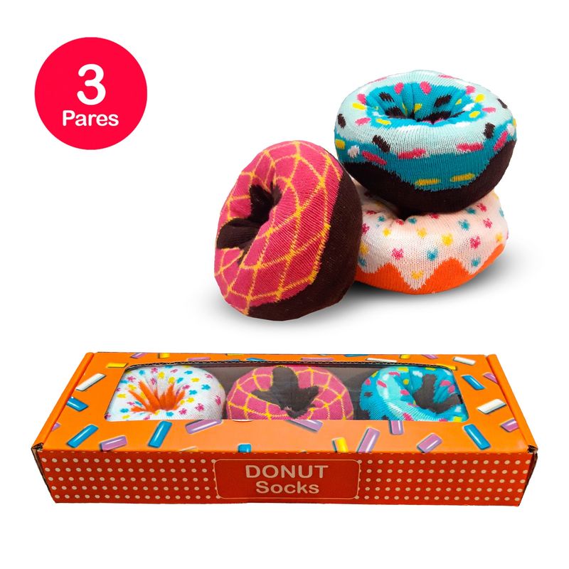 MIKE'S - Calcetines Divertidos Donuts Unisex Pack 3 MIKE'S