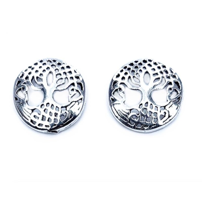 ANDREA COGGIOLA JOYAS - Aros Árbol de la Vida redondo 12mm Plata Fina 925