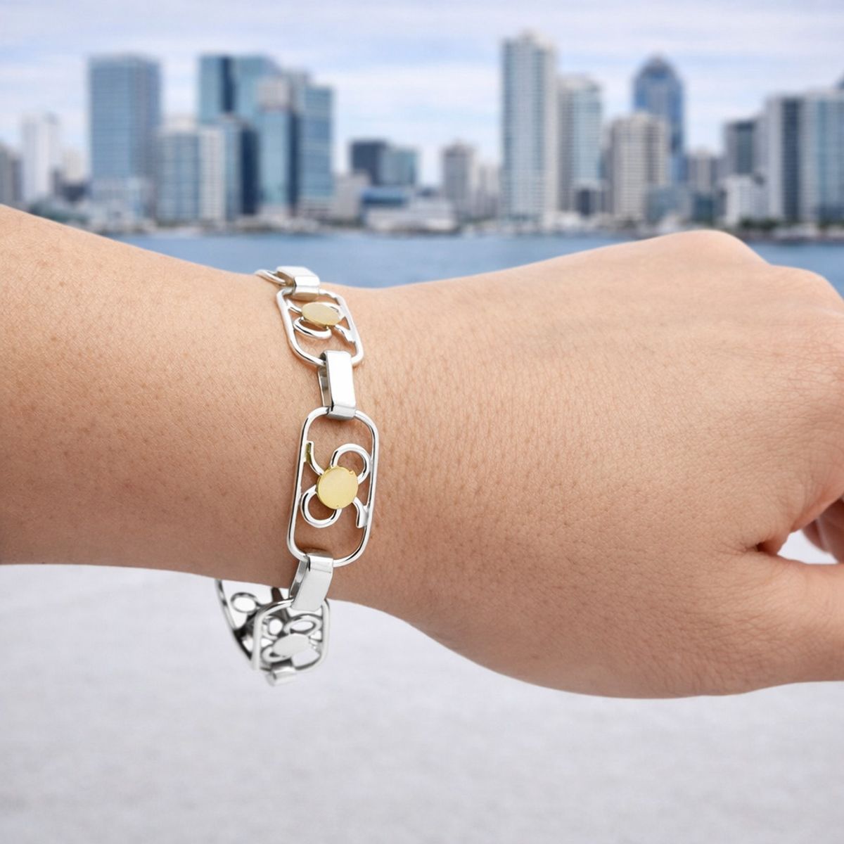 JOYAS MYTOKE - Pulsera Plata Oro 18k Rustica Remolino Nacional Unisex