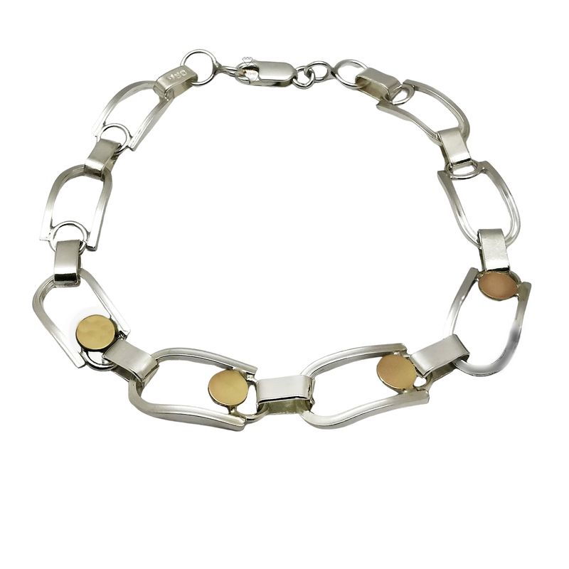 JOYAS MYTOKE - Pulsera Herradura Plata 980 Oro 18 kilates Ecuestre Rustica