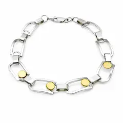 JOYAS MYTOKE - Pulsera Herradura Plata 980 Oro 18 kilates Ecuestre Rustica