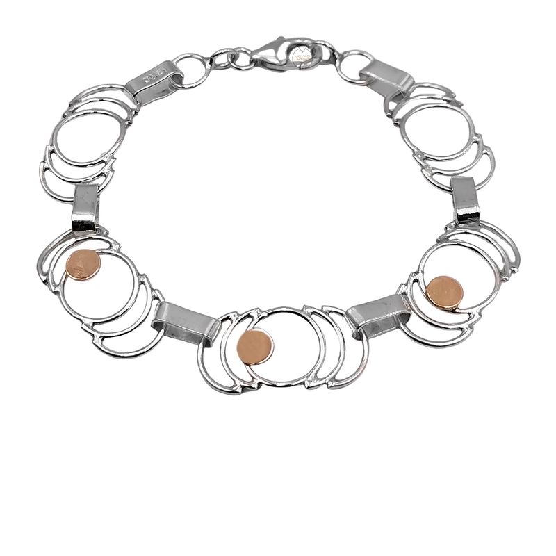 JOYAS MYTOKE - Pulsera Medialuna Plata 980 Oro 18k Rustica Exclusiva