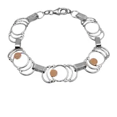 JOYAS MYTOKE - Pulsera Medialuna Plata 980 Oro 18k Rustica Exclusiva