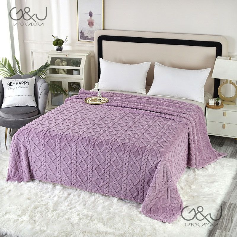 GENERICO - Frazada Gruesa Texturizada 280x250 Cm Purpura