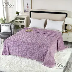 GENERICO - Frazada Gruesa Texturizada 280x250 Cm Purpura