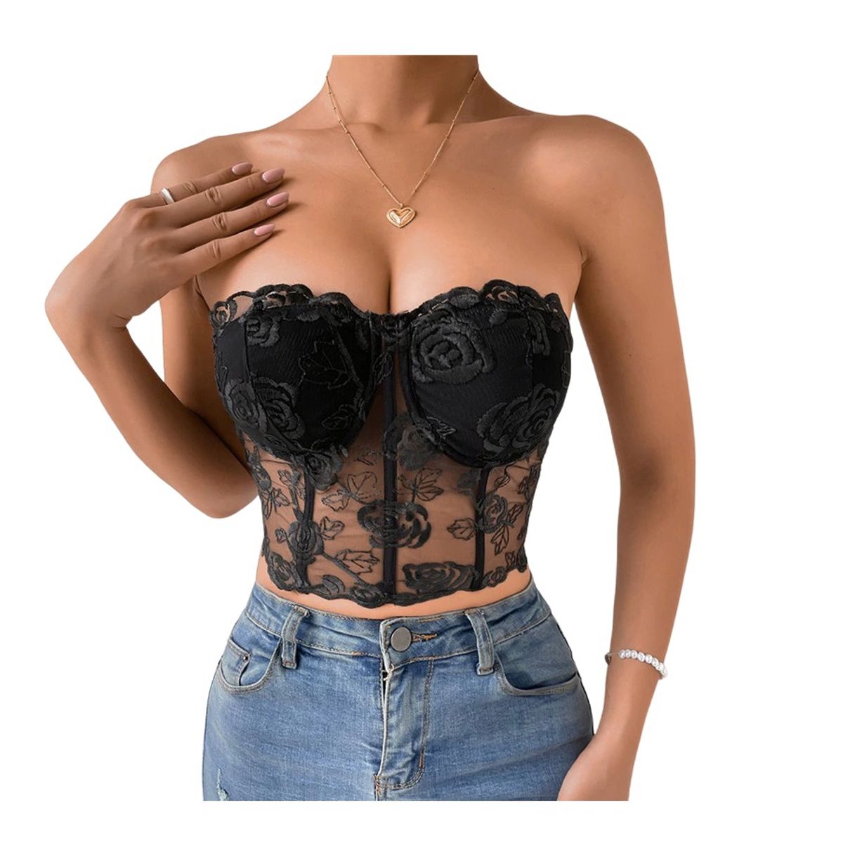 GARSIL - Crop Top Corto Para Mujer - Peto Con Diseño Y Encaje