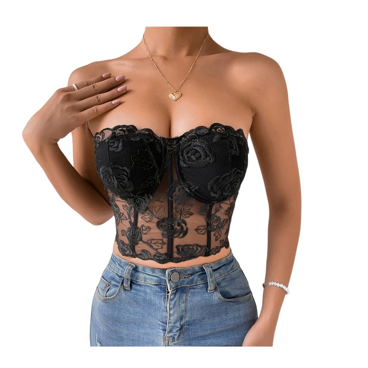 GARSIL - Crop Top Corto Para Mujer - Peto Con Diseño Y Encaje