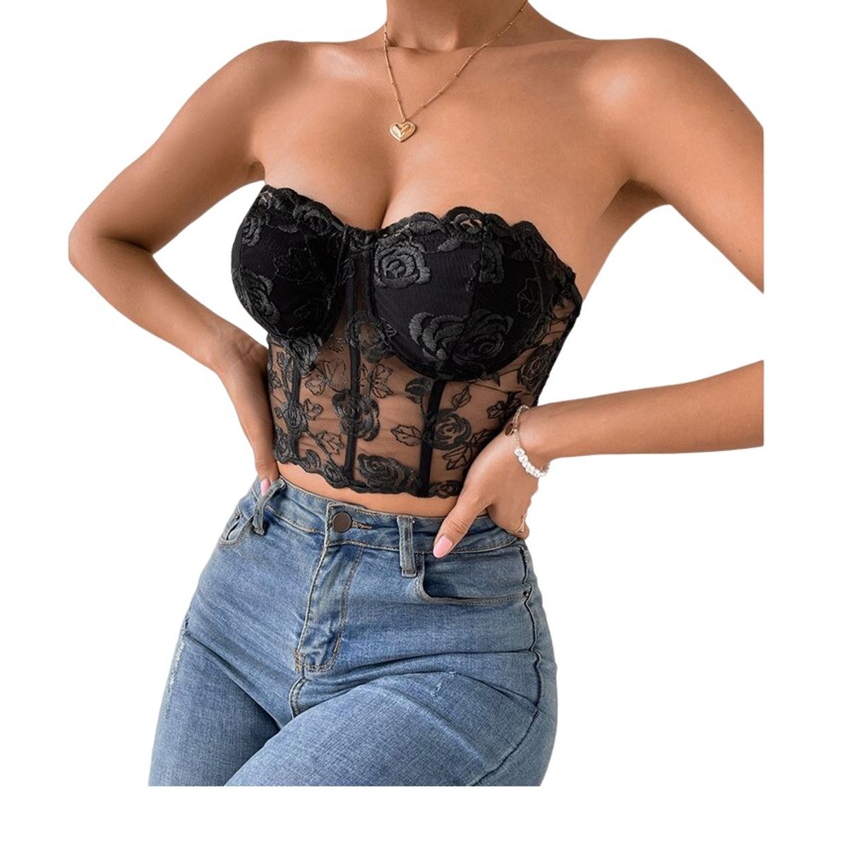 GARSIL - Crop Top Corto Para Mujer - Peto Con Diseño Y Encaje