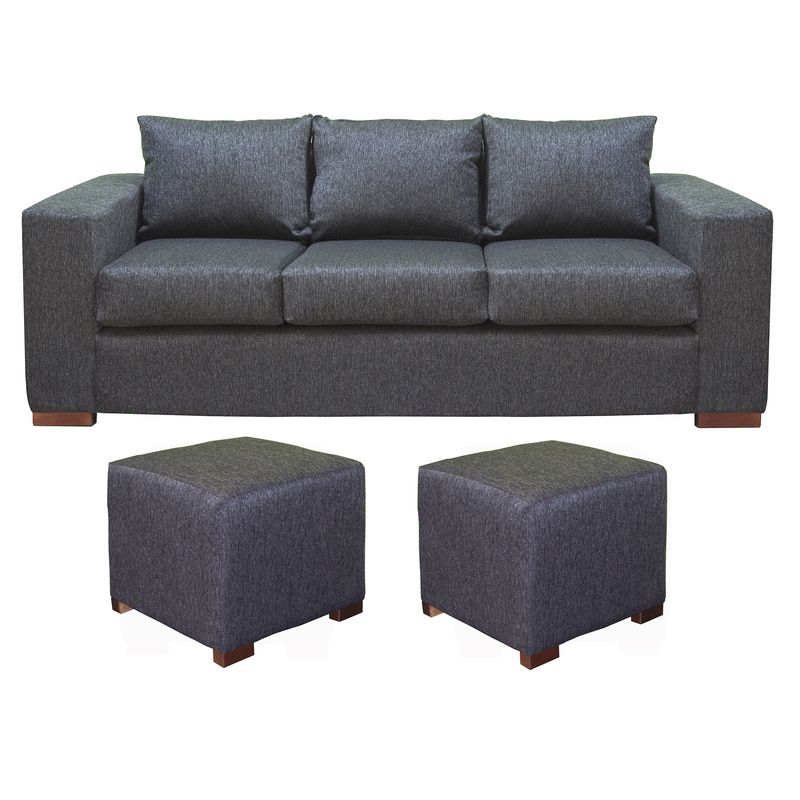 DKORA - Living City Sofa 3 cuerpos + 2 puff Marengo