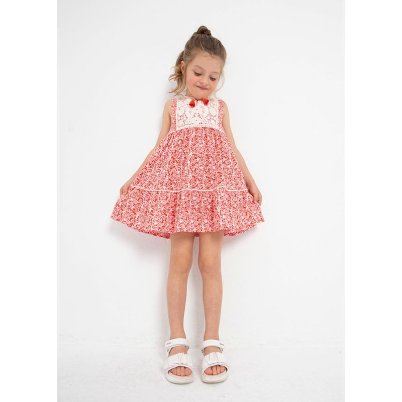MAYORAL - Vestido con motivo de crochet de algodón para niña