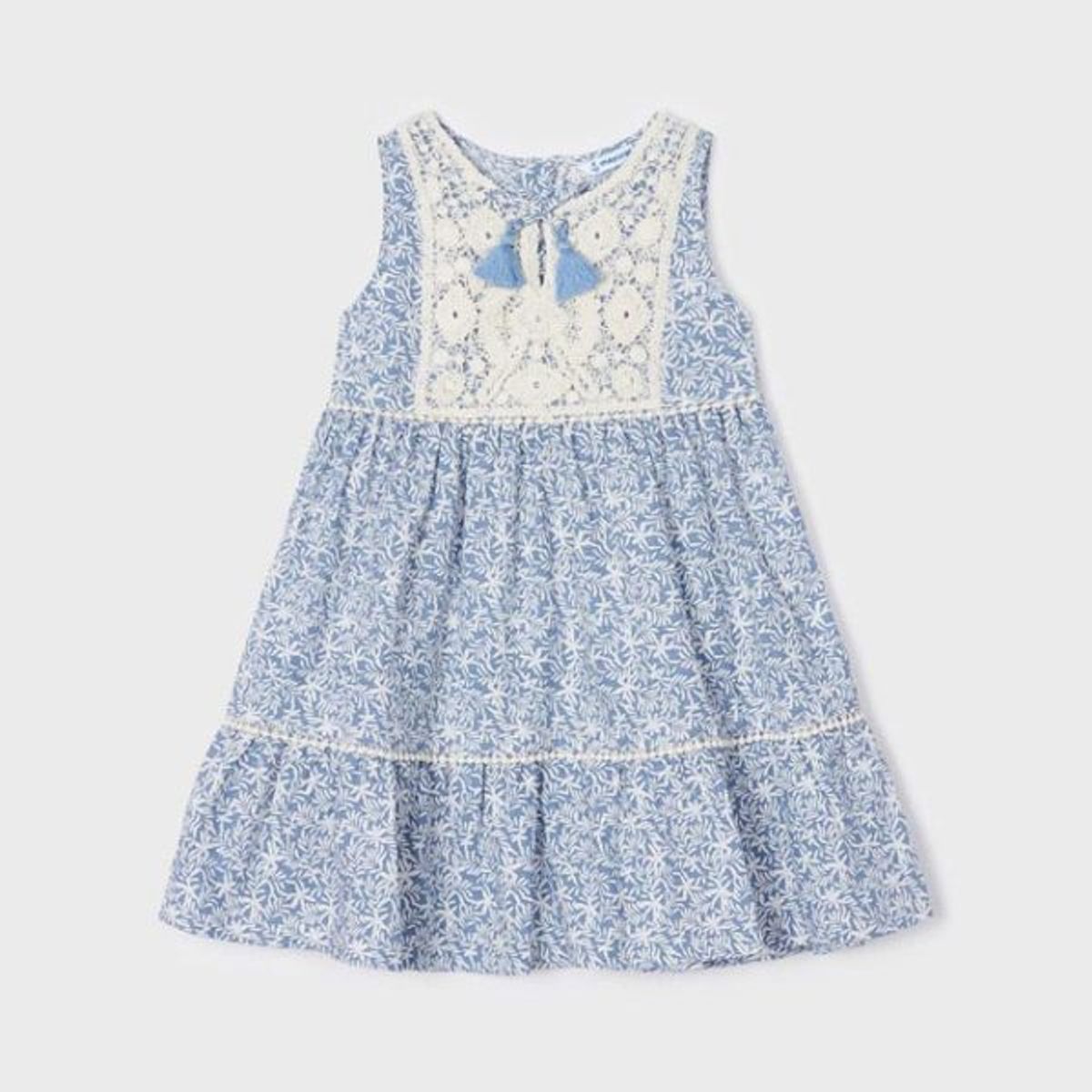 MAYORAL - Vestido con motivo de crochet de algodón para niña