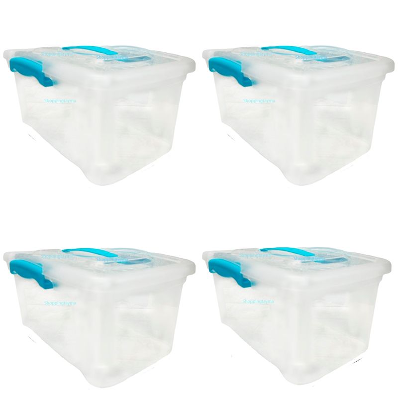 REYPLAST - Caja Organizadora Transparente Con Tapa Y Manilla 6,5 Lts. Pack  4
