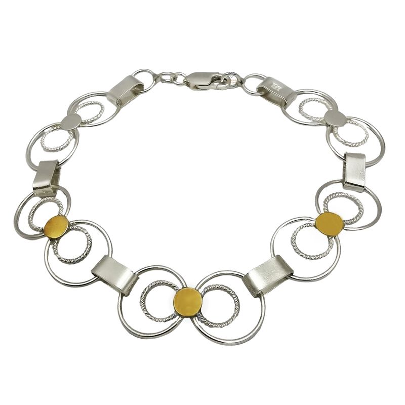 JOYAS MYTOKE - Pulsera Rustica Plata Oro 18k Argollas Redonda Exclusiva