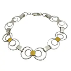 JOYAS MYTOKE - Pulsera Rustica Plata Oro 18k Argollas Redonda Exclusiva