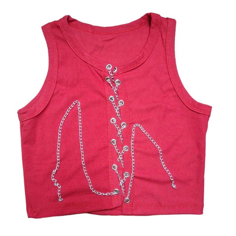 GARSIL - Crop Top Ajustable y Corto Para Mujer - Peto  - Polera Con Cadenas