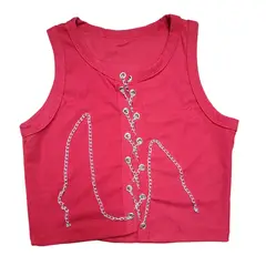 GARSIL - Crop Top Ajustable y Corto Para Mujer - Peto - Polera Con Cadenas