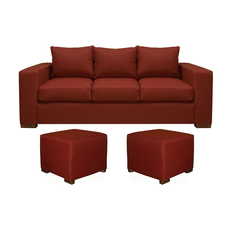 DKORA - Living New City sofá 3 cuerpos + 2 puff  Rojo