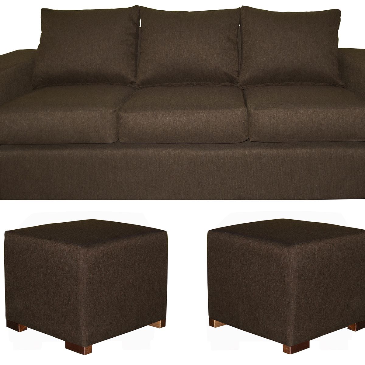 DKORA - Living Sofá 3 cuerpos + 2 puff  New City Café