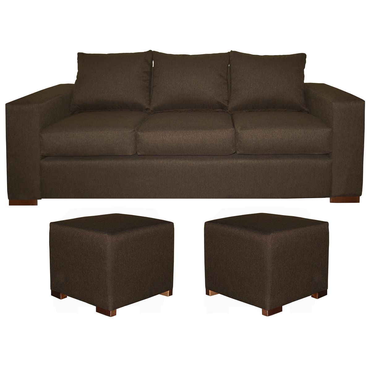 DKORA - Living Sofá 3 cuerpos + 2 puff  New City Café