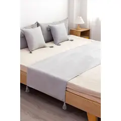 ANGELES DEL HOGAR - Piecera con Borla Para 2plazasKing Gris