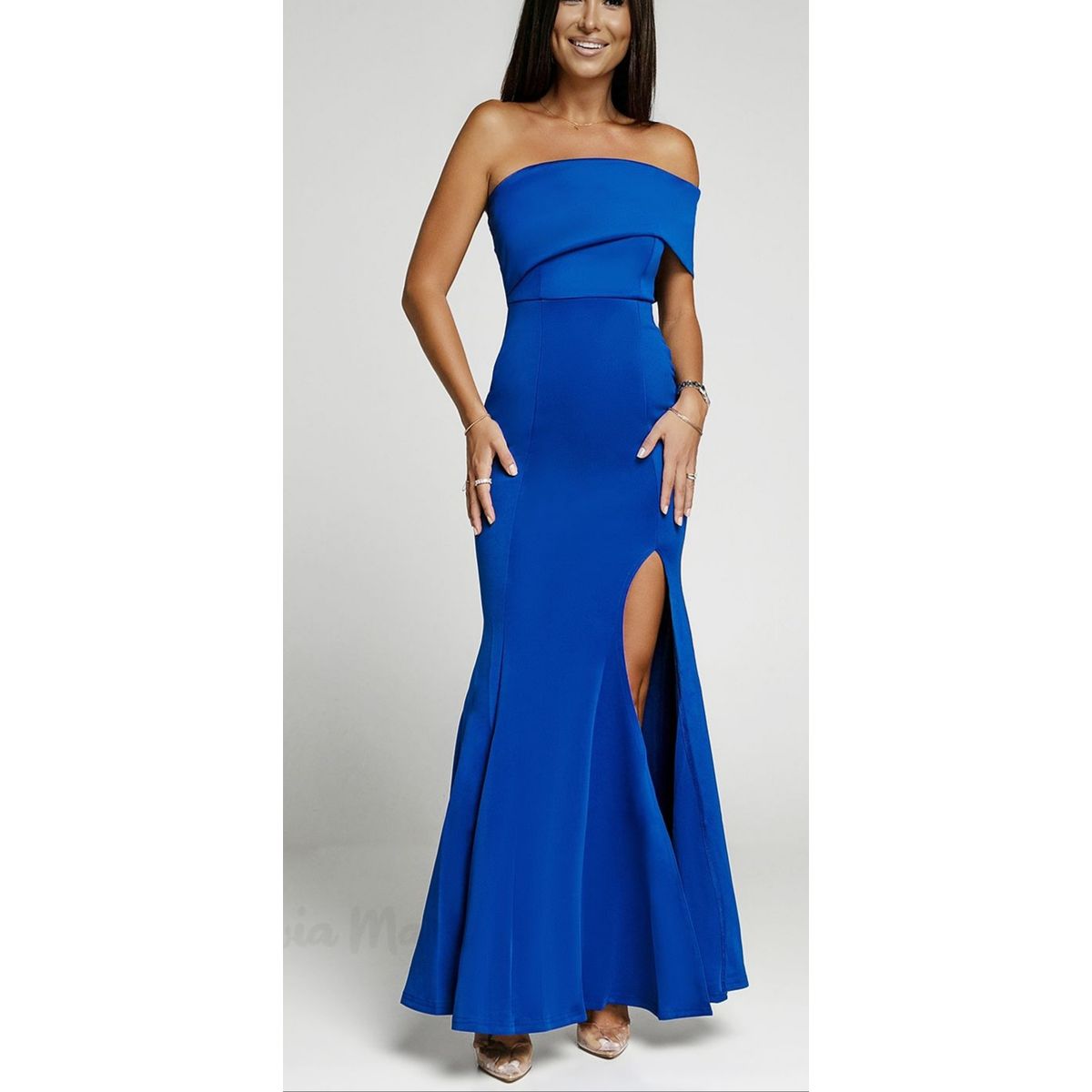 ARRAKASTA - Vestido sirena azul rojo y blanco