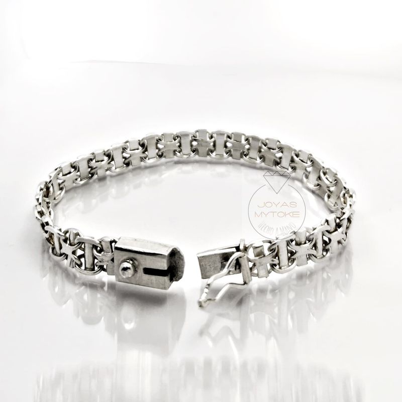 JOYAS MYTOKE - Pulsera Brazalete Plata 980 Broche Cajon Martele Unisex