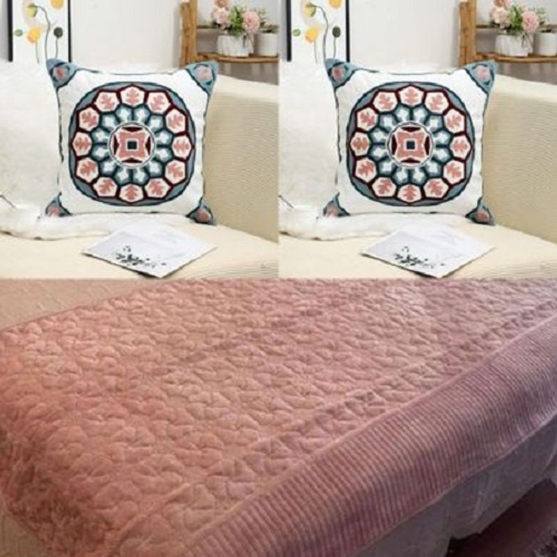 GENERICO - Piecera de plush 210x90 cm más dos fundas de cojín de 45x45 mándala