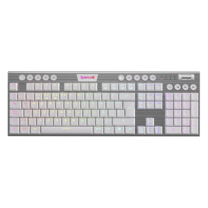 REDRAGON - Teclado Mecánico Redragon Horus FS K618SP Blanco Inalambrico