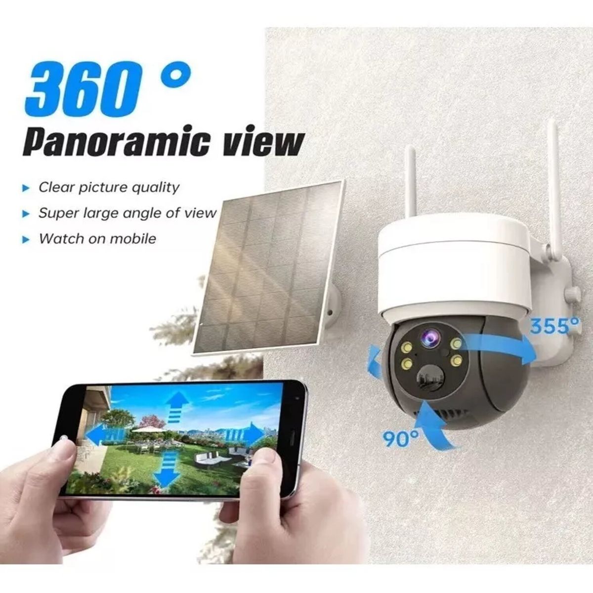 GENERICO - cámara Solar Para Exteriores Ip 1080 Inalámbrica 360