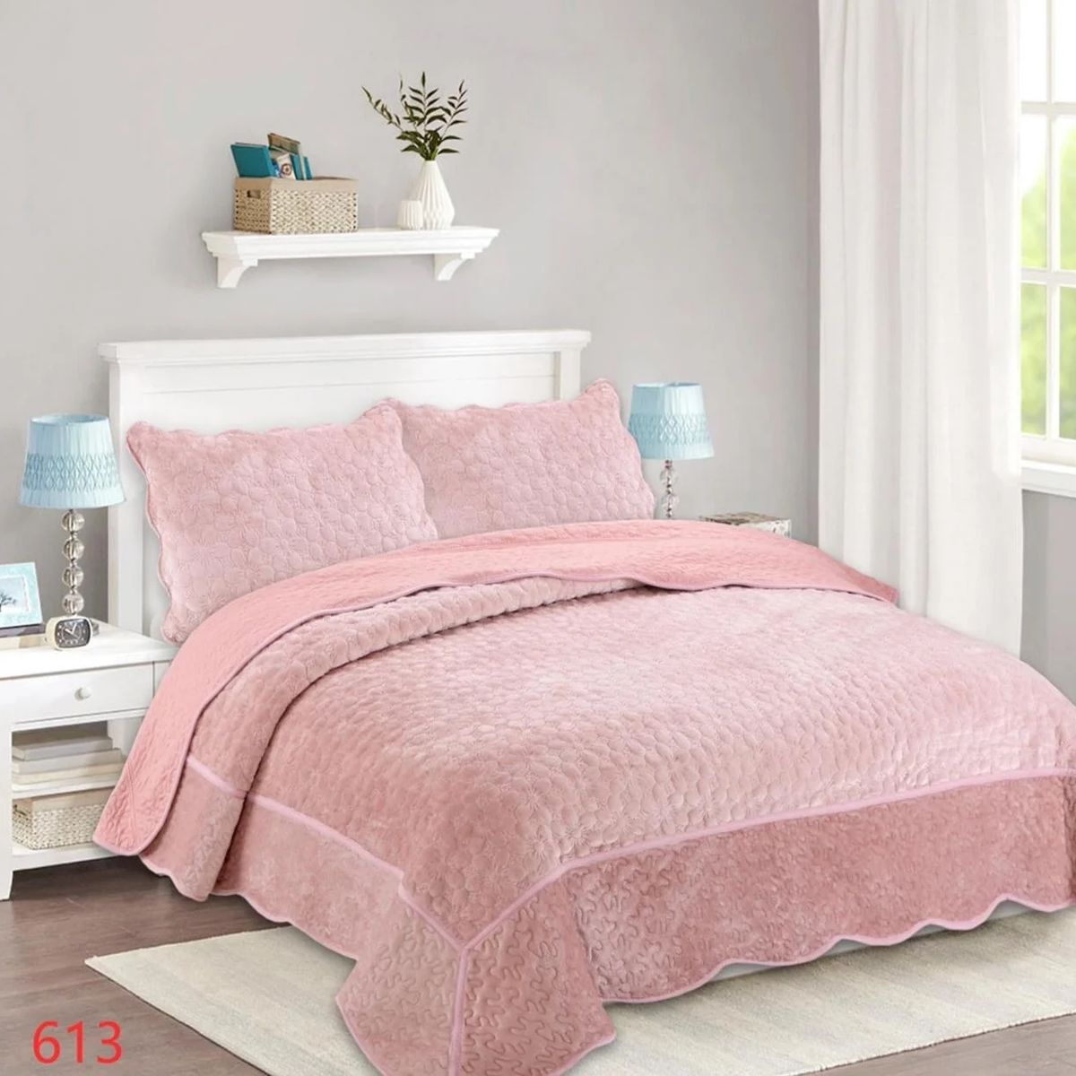 ANGELES DEL HOGAR - Cubrecama MicroPlush 2 Plazas Rosado