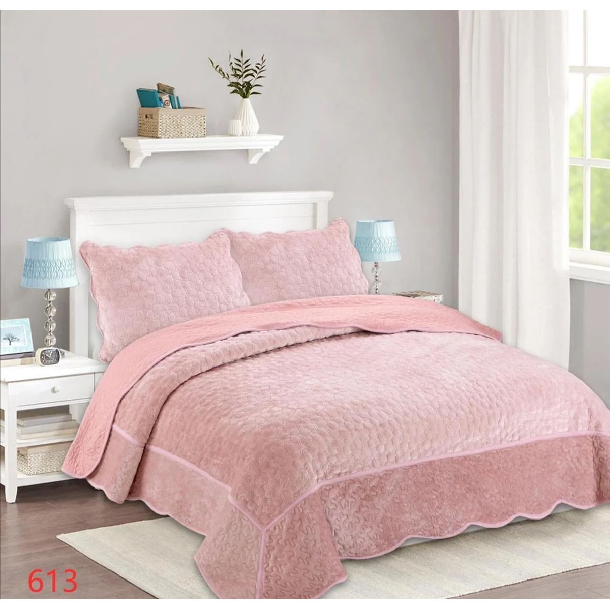 ANGELES DEL HOGAR - Cubrecama MicroPlush 2 Plazas Rosado